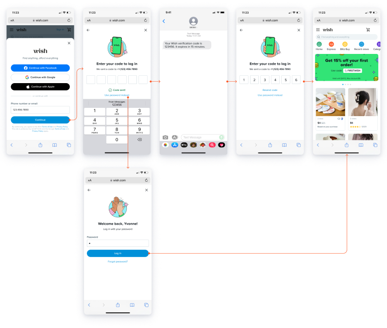Finalized Bucket A sign-in screens on Wish