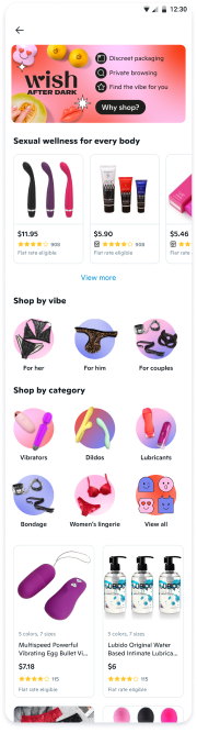 Wish After Dark landing page on a phone